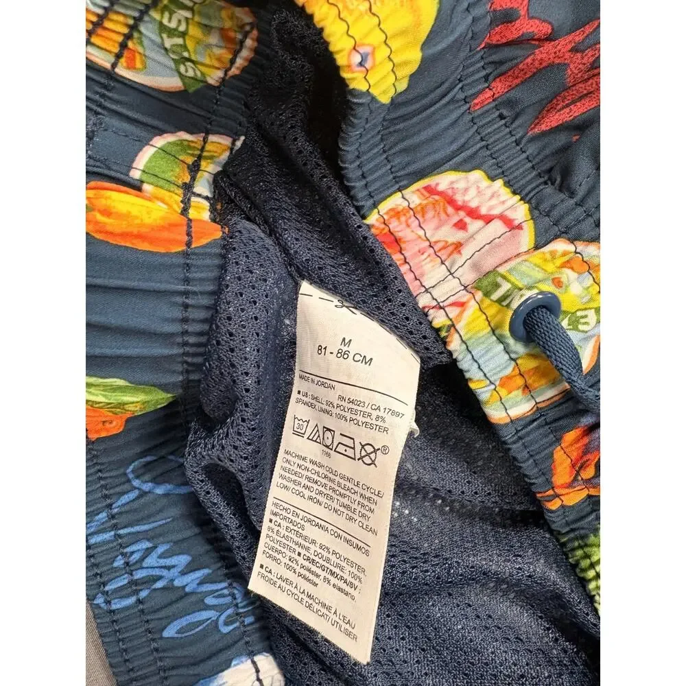MENS OLD NAVY SWIM TRUNKS Shorts Draw String lined Medium BLUE Vacation Vibes